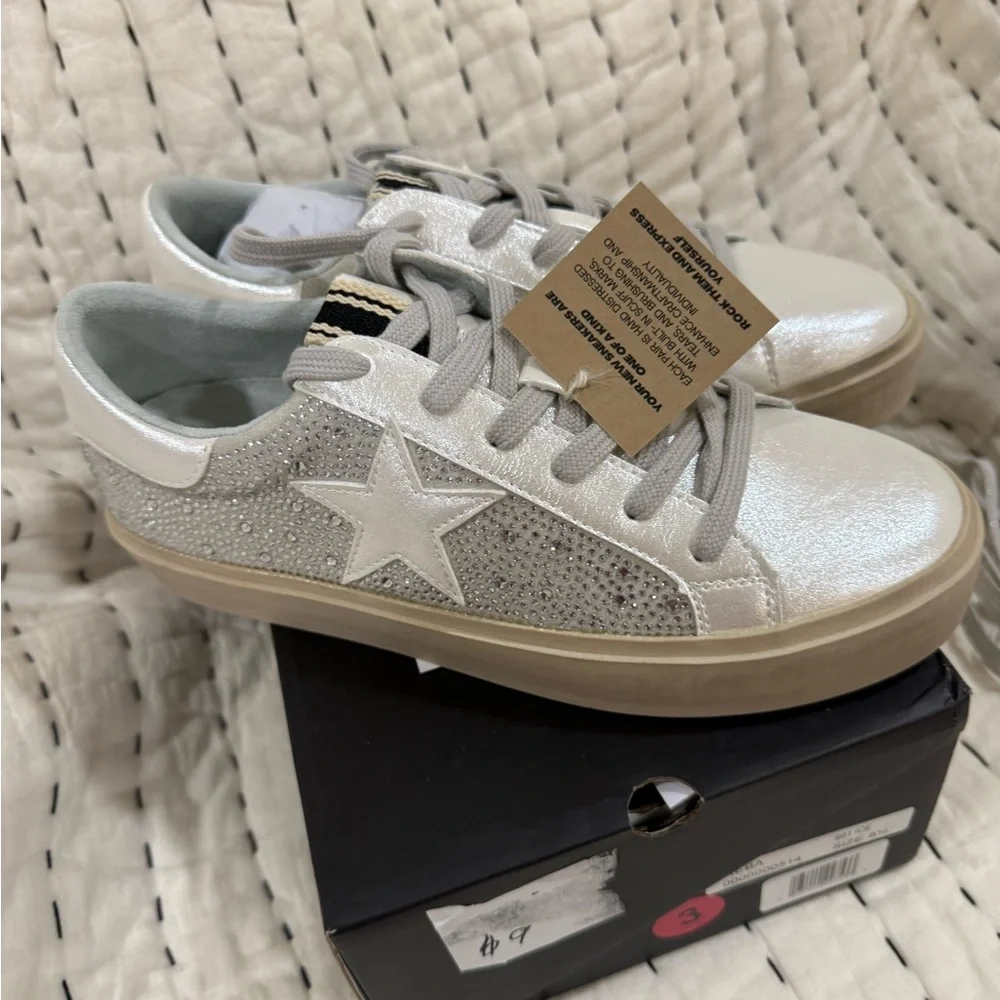 New shu shop Reba Silver and Beige Women's Sneakers size 8.5 - Picture 8 of 13